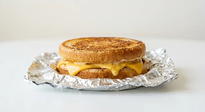 Five Guys Grilled Cheese, melted cheese in a toasted inside-out bun in a foil wrap, nutrition and calories