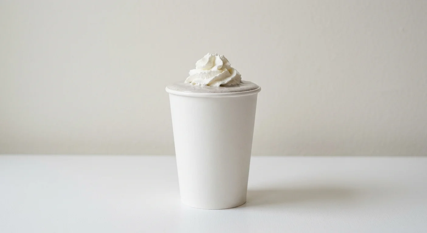 Five Guys Oreo Shake, a thick cookies and cream milkshake with whipped cream in a paper cup, nutrition and calories