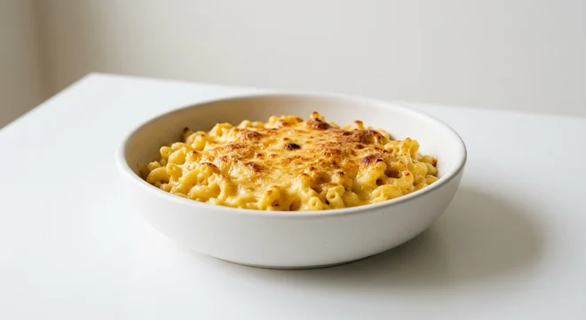 Frankie & Benny's House Mac 'n' Cheese, macaroni in golden cheese sauce with a baked top in a white bowl, nutrition and calories