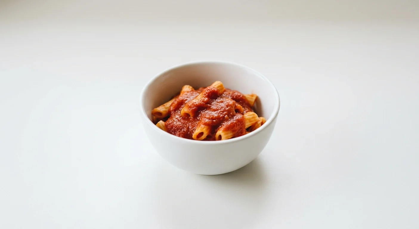 Frankie & Benny's Kids Pasta Napolitana (Small Eater), pasta in tomato sauce in a white bowl, nutrition and calories
