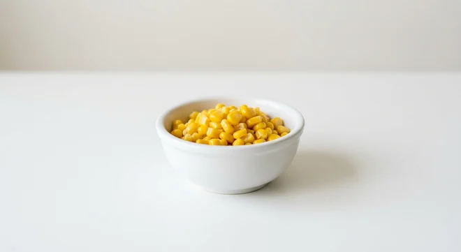 Frankie & Benny's Kids Sweetcorn, sweetcorn kernels in a white bowl, nutrition and calories