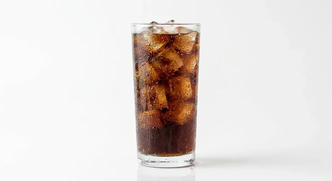 Burger King US Coca-Cola Zero (Small), a dark cola over ice in a tall clear glass, nutrition and calories
