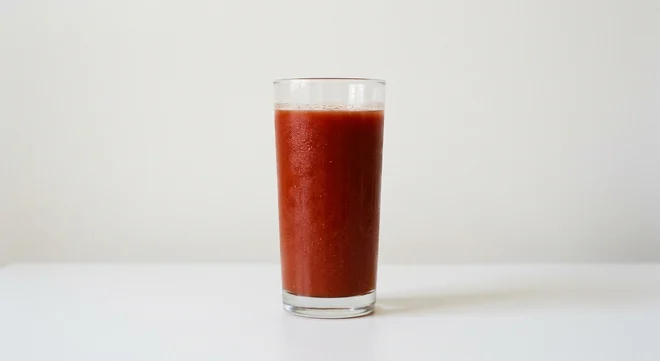 Frankie & Benny's Tomato Juice, tomato juice in a tall glass, nutrition and calories