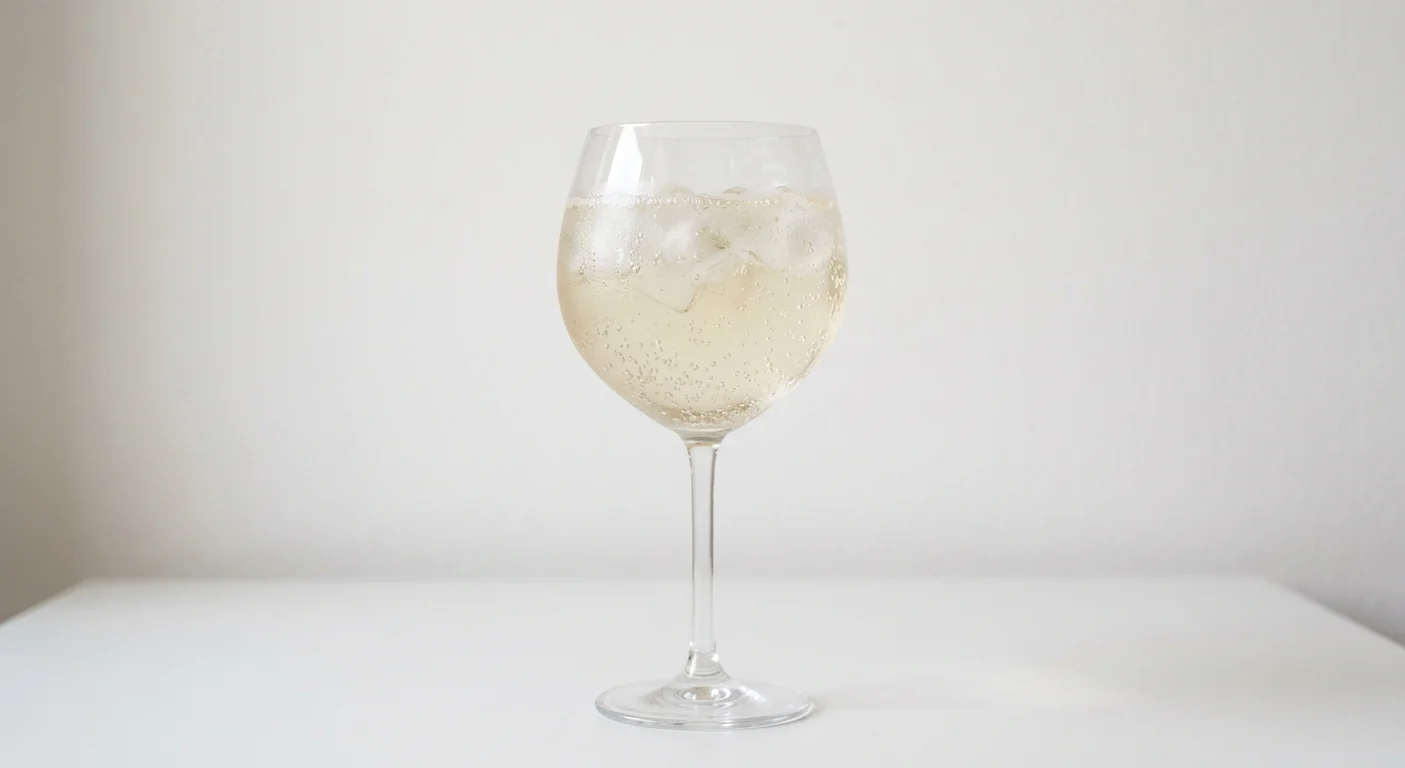 Frankie & Benny's Virgin Hugo Spritz, sparkling elderflower spritz over ice in a wine glass, nutrition and calories