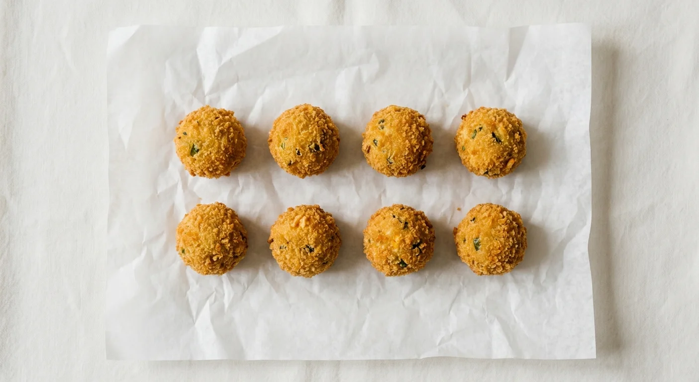 Burger King US Jalapeño Cheddar Bites (8 piece), eight breaded jalapeño cheddar bites on white paper, nutrition and calories