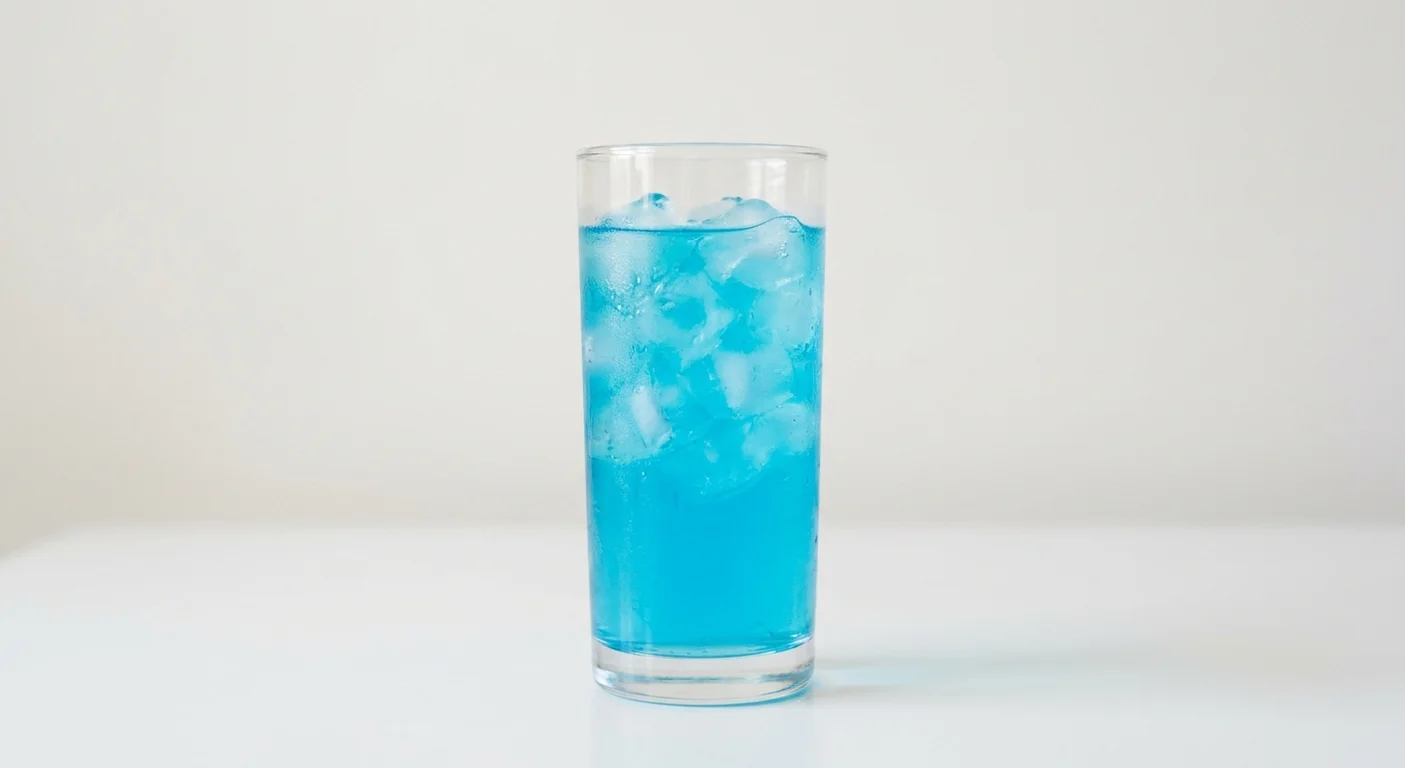 Burger King US Powerade Zero (Small), a bright blue sports drink over ice in a tall clear glass, nutrition and calories