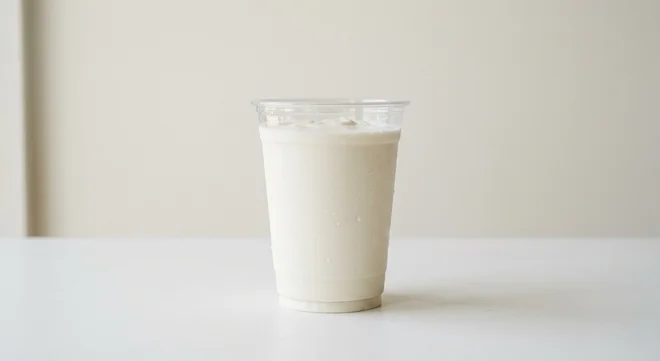 Burger King US Vanilla Shake, a thick vanilla milkshake in a clear cup, nutrition and calories