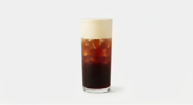 Starbucks US Vanilla Protein Cream Cold Brew (Grande), cold brew coffee topped with cold foam in a clear glass, nutrition and calories