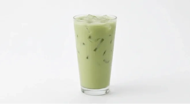 Starbucks US Iced Matcha Latte (Grande), iced matcha green tea latte over ice in a clear glass, nutrition and calories