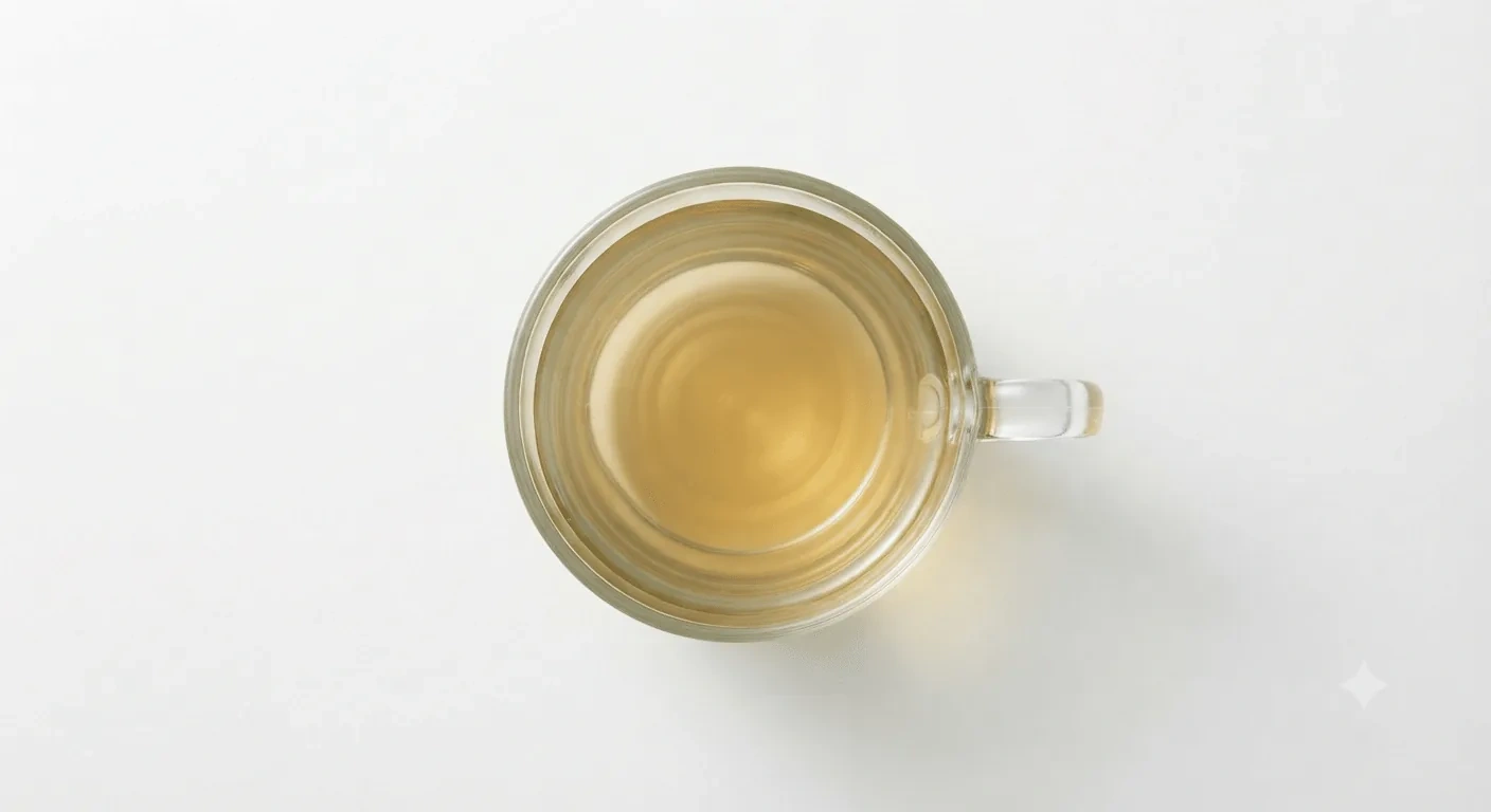 Starbucks US Mint Majesty Tea (Venti), pale mint tea in a glass cup, seen from above, nutrition and calories