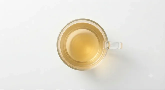 Starbucks US Chamomile Mint Blossom Tea (Grande), chamomile tea in a glass cup, seen from above, nutrition and calories