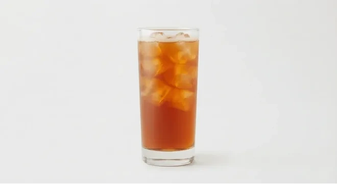 Starbucks US Iced Black Tea (Grande), iced black tea over ice in a tall glass, nutrition and calories