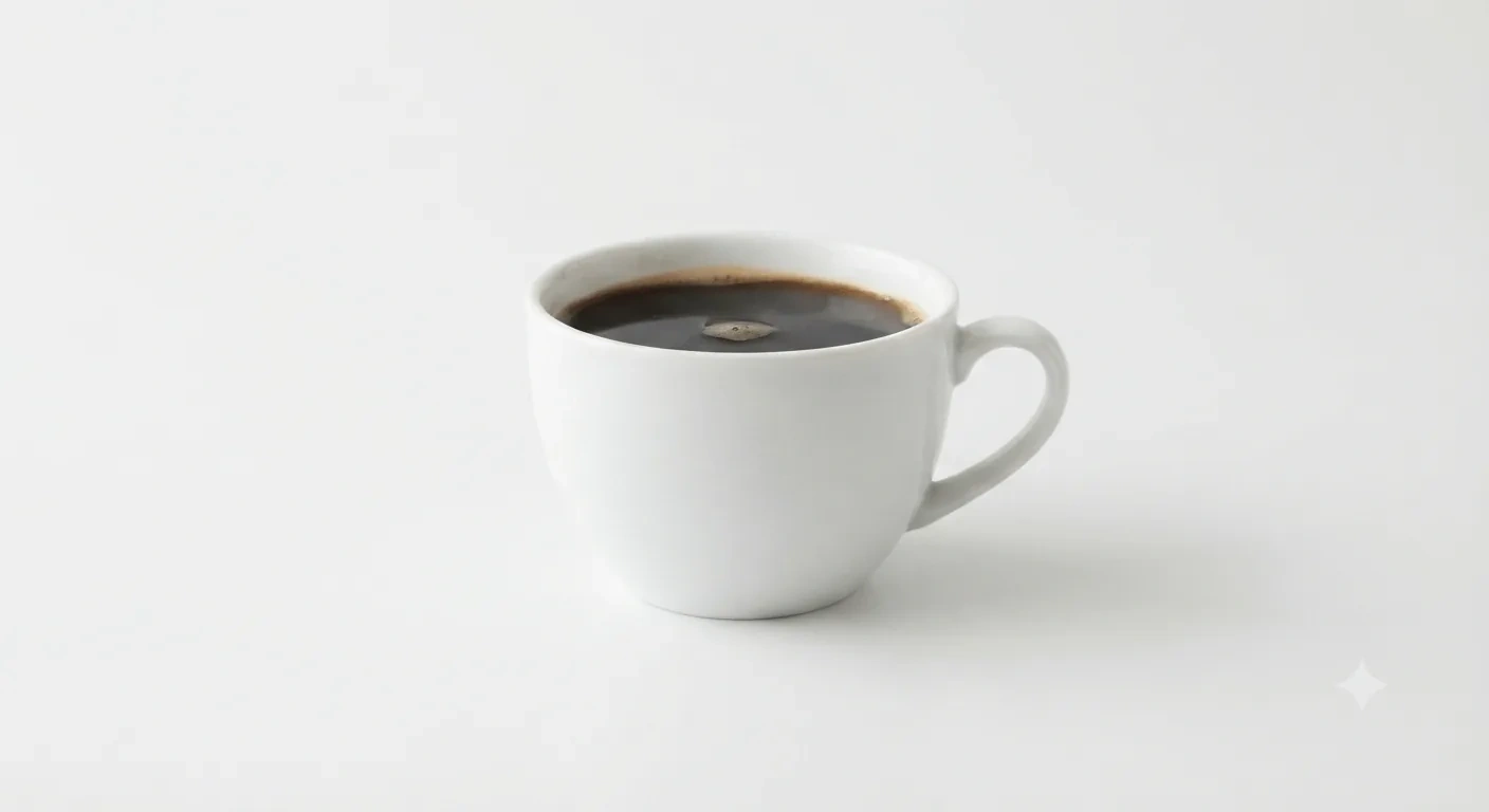 Starbucks US Half-Caff Pike Place Roast (Venti), black filter coffee in a white cup, nutrition and calories