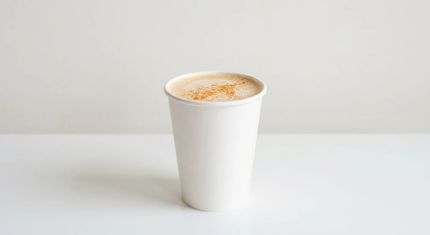 Starbucks US Pumpkin Spice Chai (Venti), chai tea latte with milk foam and pumpkin spice in a white paper cup, nutrition and calories