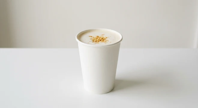 Starbucks US Pistachio Crème (Grande), steamed pistachio milk with foam and buttery crumbs in a white paper cup, nutrition and calories
