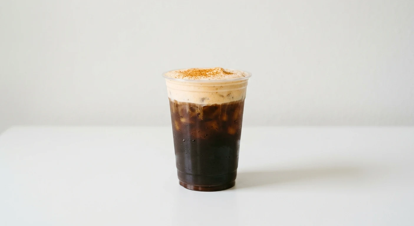 Starbucks US Pumpkin Cream Cold Brew (Trenta), cold brew topped with pumpkin cold foam and spice in a clear cup, nutrition and calories