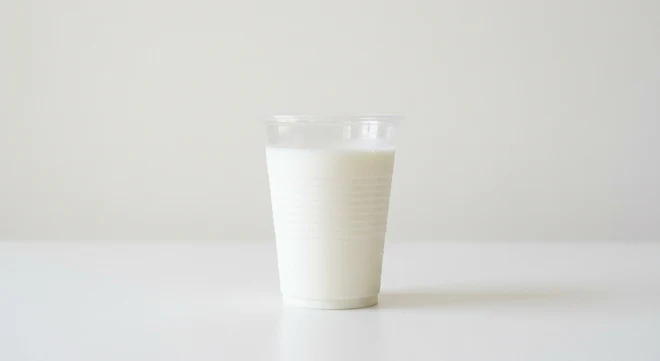 Starbucks US Horizon Organic Lowfat Milk, lowfat milk poured into a clear cup, nutrition and calories