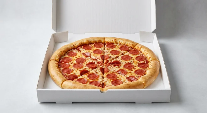Papa John's Double Pepperoni (Stuffed Crust), whole Stuffed Crust pizza with double pepperoni in a takeaway pizza box, nutrition and calories