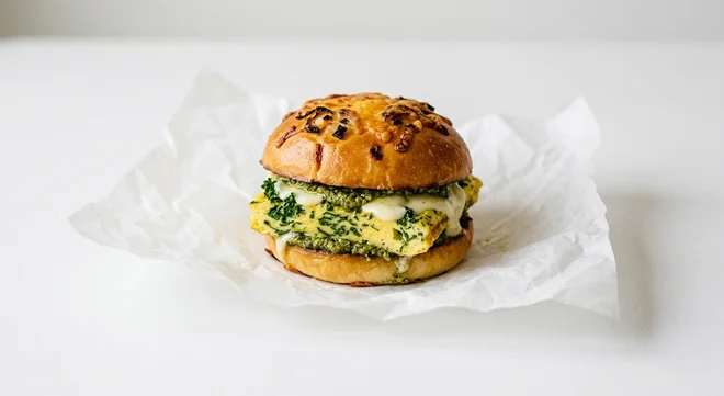 Starbucks US Egg, Pesto & Mozzarella Sandwich, cheddar onion bun with egg frittata, pesto and melted mozzarella, nutrition and calories