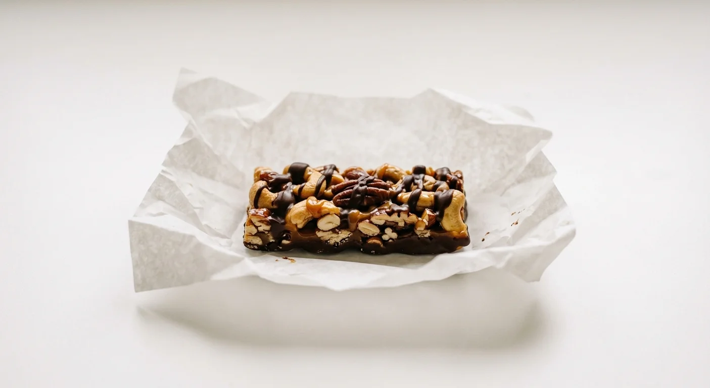 Starbucks US KIND Salted Caramel & Dark Chocolate Nut Bar, unwrapped cashew and pecan nut bar with dark chocolate, nutrition and calories