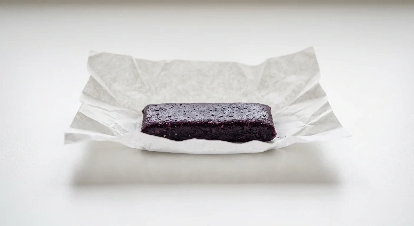 Starbucks US That's It Apple + Blueberry Bar, unwrapped deep purple apple blueberry fruit bar, nutrition and calories
