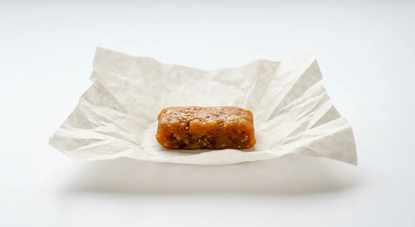 Starbucks US That's It Apple + Mango Bar, unwrapped orange-amber apple mango fruit bar, nutrition and calories