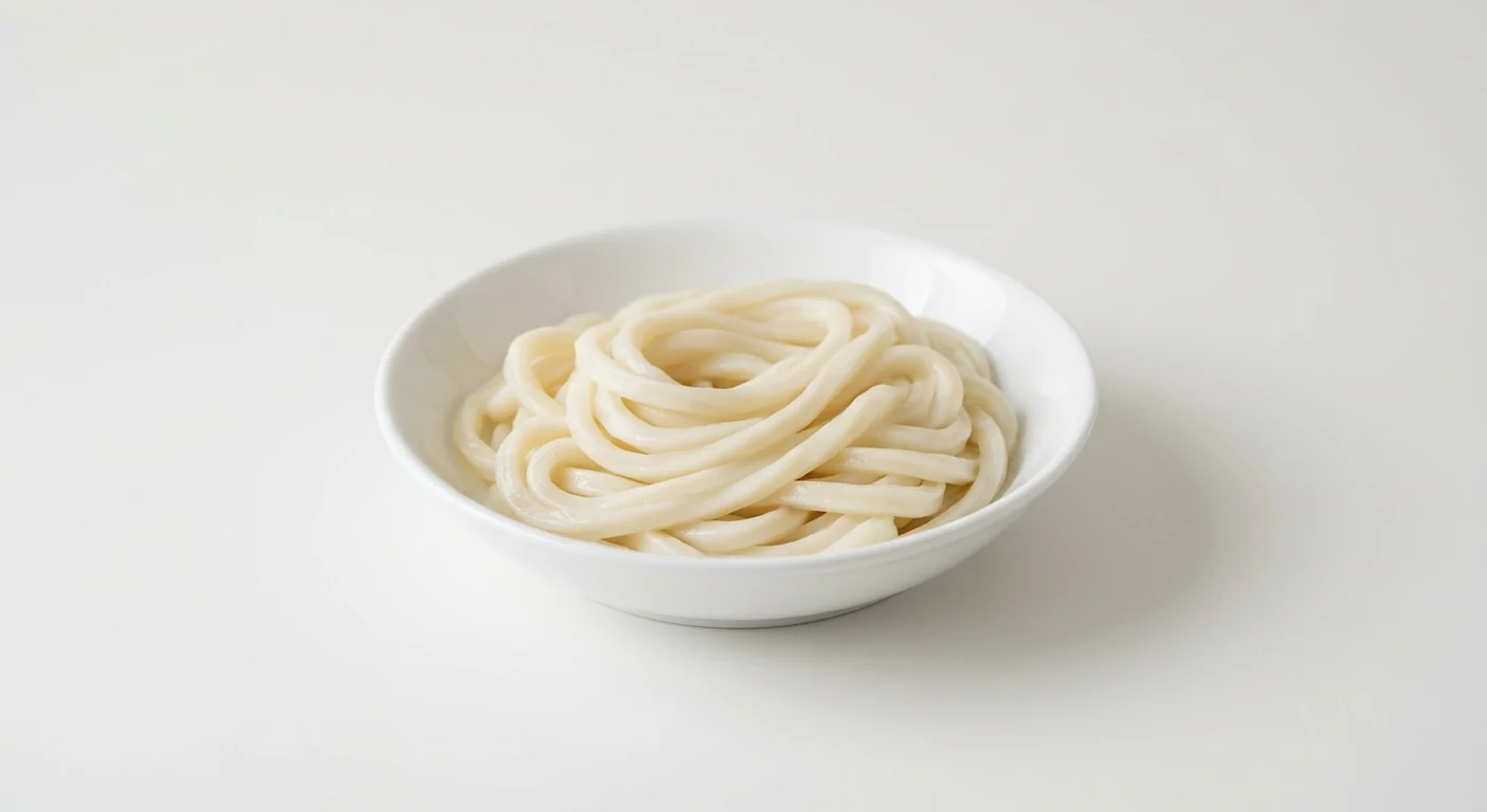 Wagamama Udon Noodles, a neat nest of plain thick white udon noodles in a white bowl, nutrition and calories
