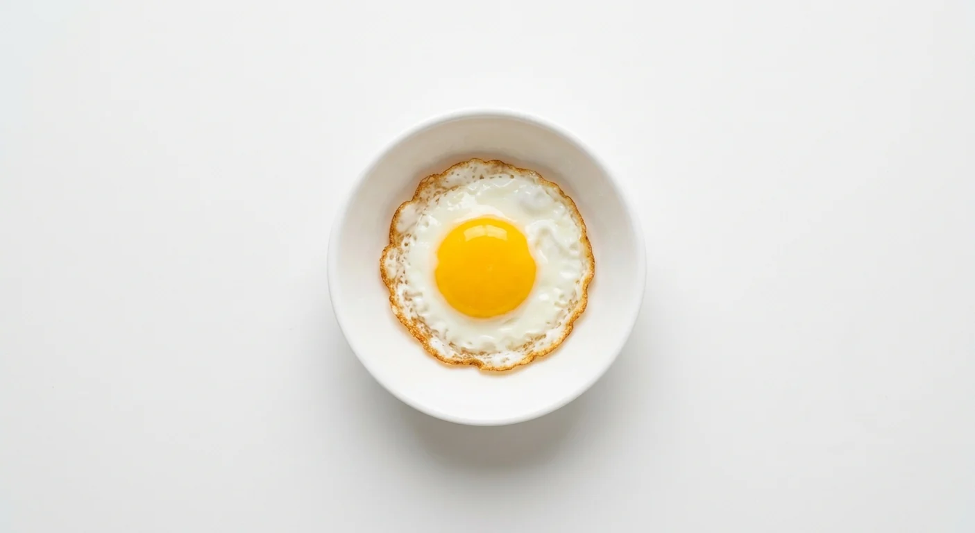 Wagamama Fried Egg, one sunny-side-up fried egg with crisp golden edges in a white bowl, nutrition and calories