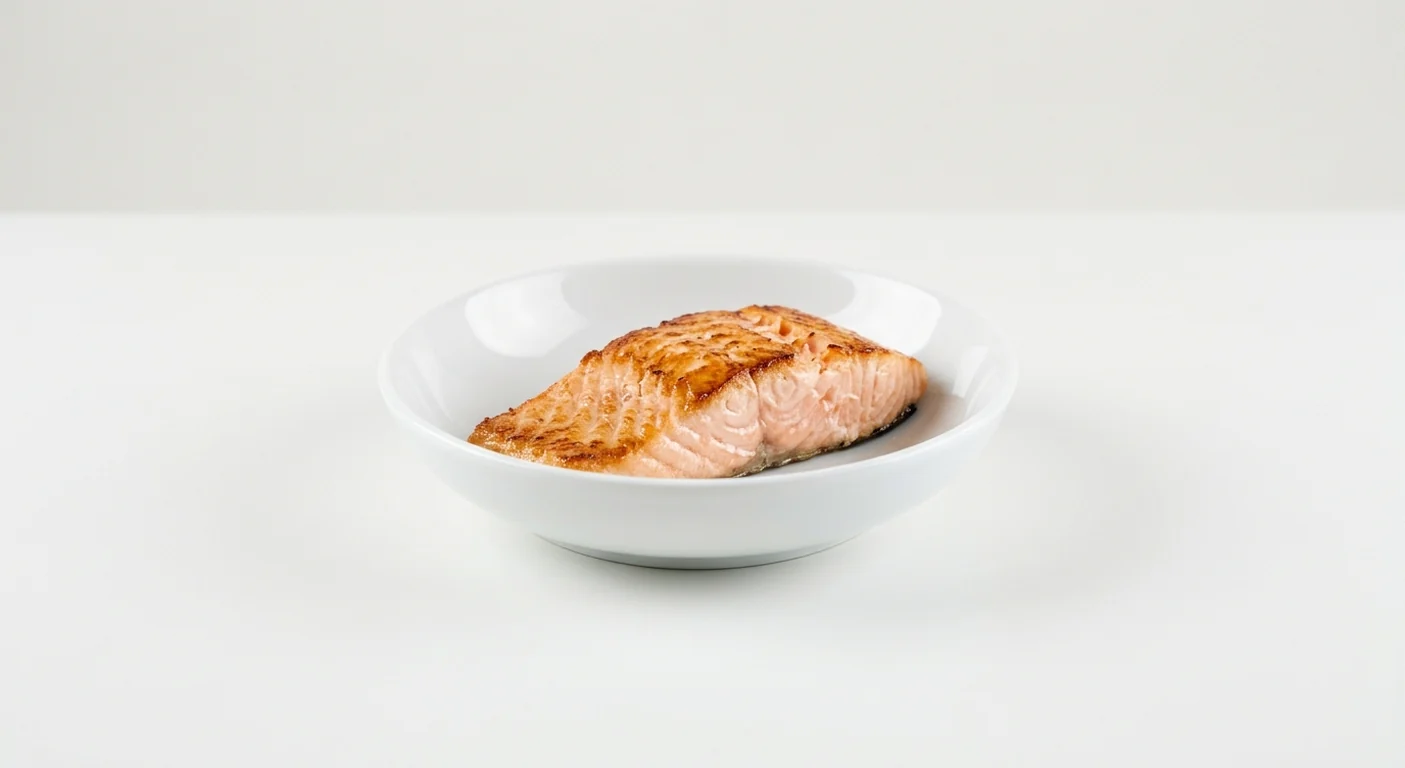 Wagamama Extra Salmon, one plain grilled salmon fillet in a white bowl, nutrition and calories