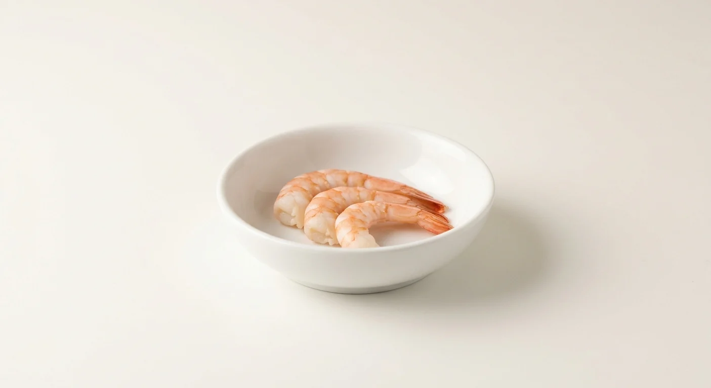 Wagamama Extra Prawns, three small cooked king prawns in a white bowl, nutrition and calories