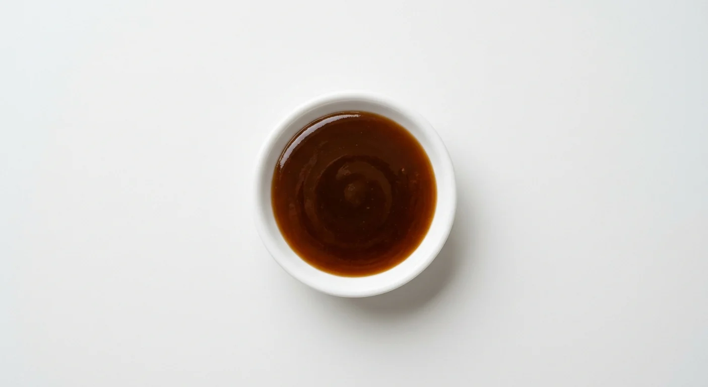 Wagamama Teriyaki Sauce, glossy dark amber teriyaki sauce in a white dipping dish, nutrition and calories