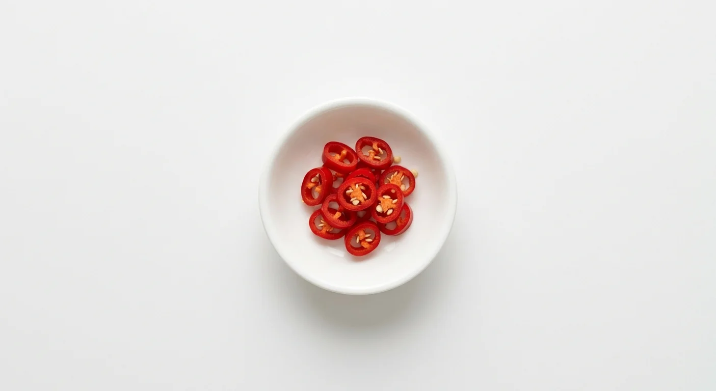 Wagamama Chillies, freshly sliced red chilli rings in a white dipping dish, nutrition and calories