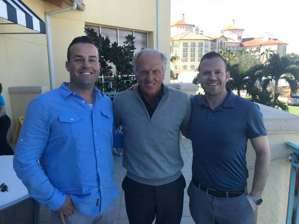 (L-to-R) Edison Interactive CRO and co-founder Nick Stanitz-Harper, golfer Greg Norman, and Edison CEO and co-founder Jeremy 
