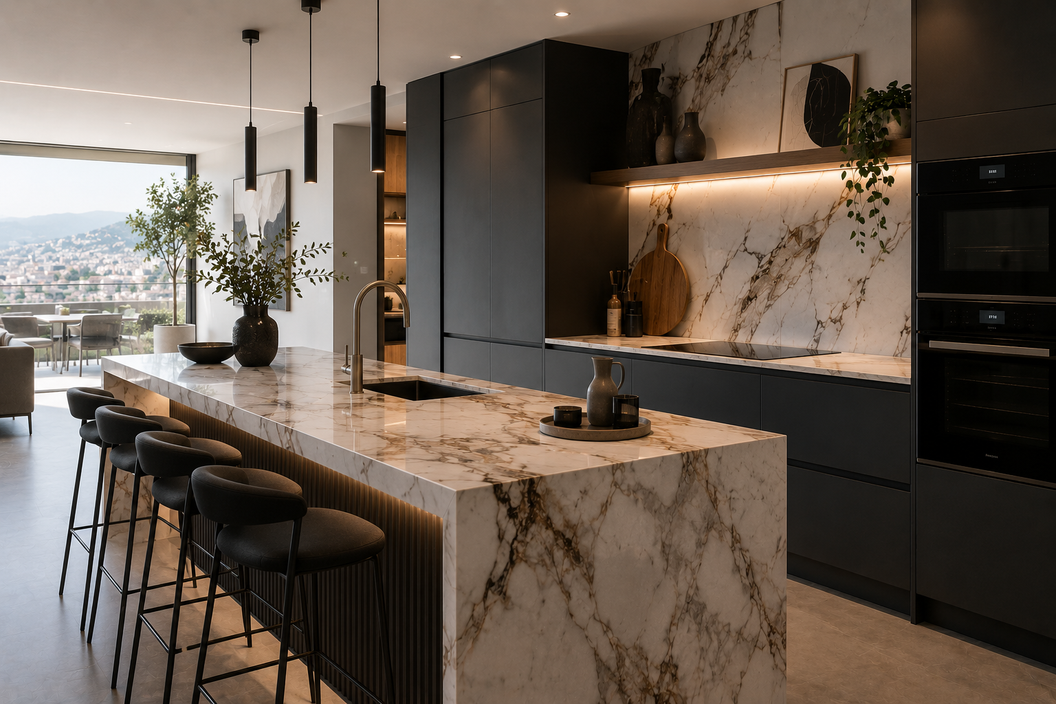 Architecte d’intérieur pour cuisine avec îlot central à Nice Architecte d’intérieur pour cuisine avec îlot central à Nice