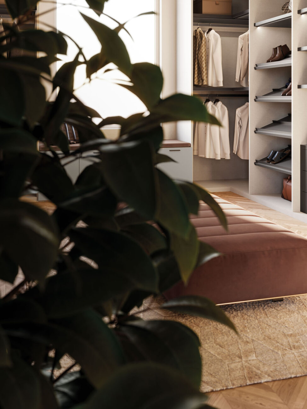 Un dressing ouvert pensé comme une véritable pièce de vie