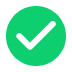 Green circle with a black check mark inside indicating confirmation or success.