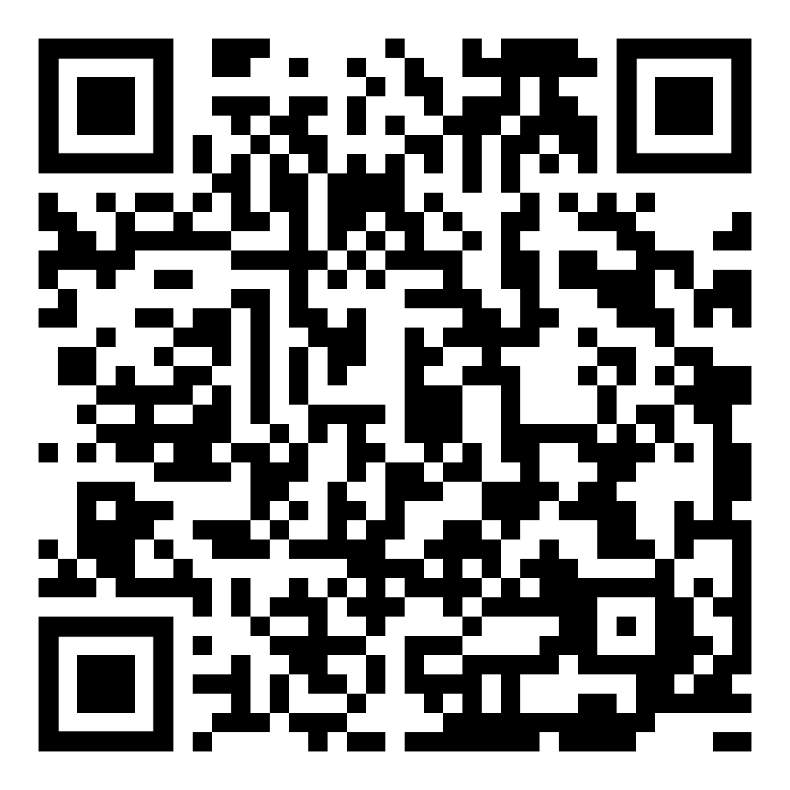 Black and white QR code with a complex pattern of squares and rectangles on a white background.