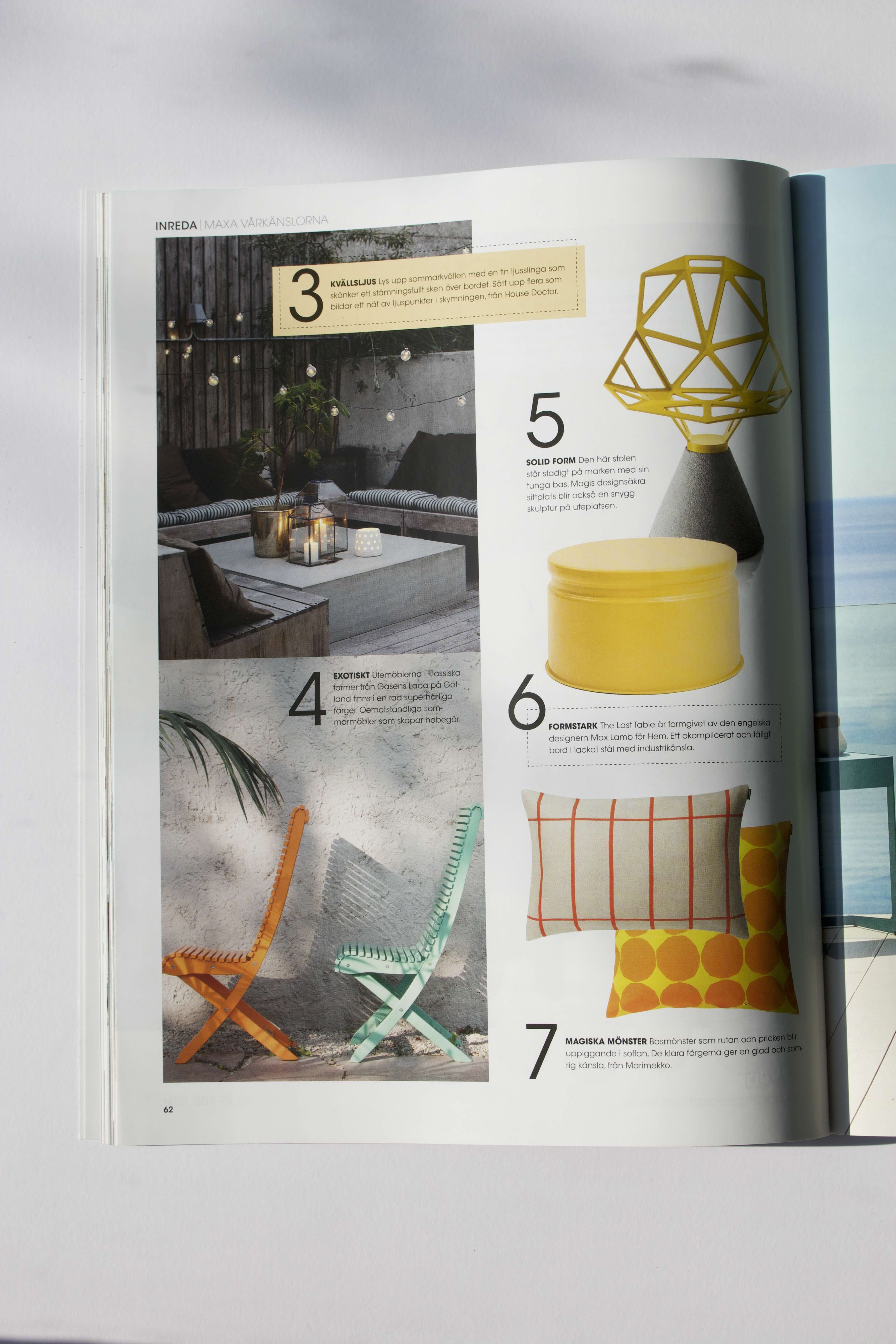 Produktpresentation av Gåsens Lada Utemöbler i magasinformat