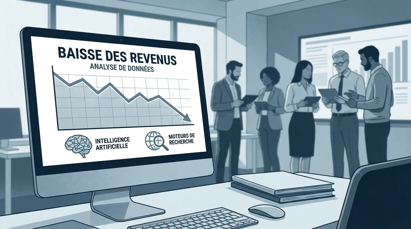 Graphique illustrant la baisse du trafic organique en 2026 face à l'essor de l'IA