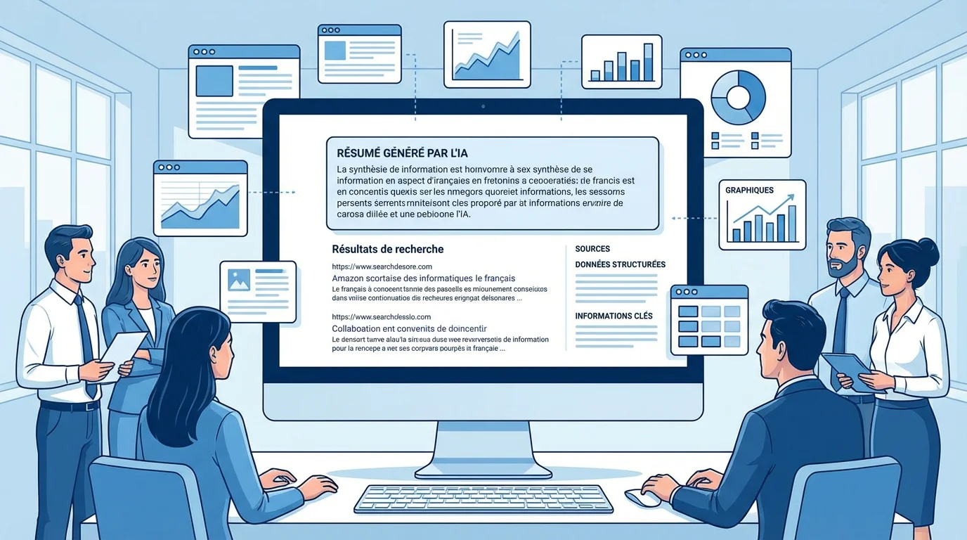Illustration d'un AI Overview affiché en haut des résultats de recherche Google