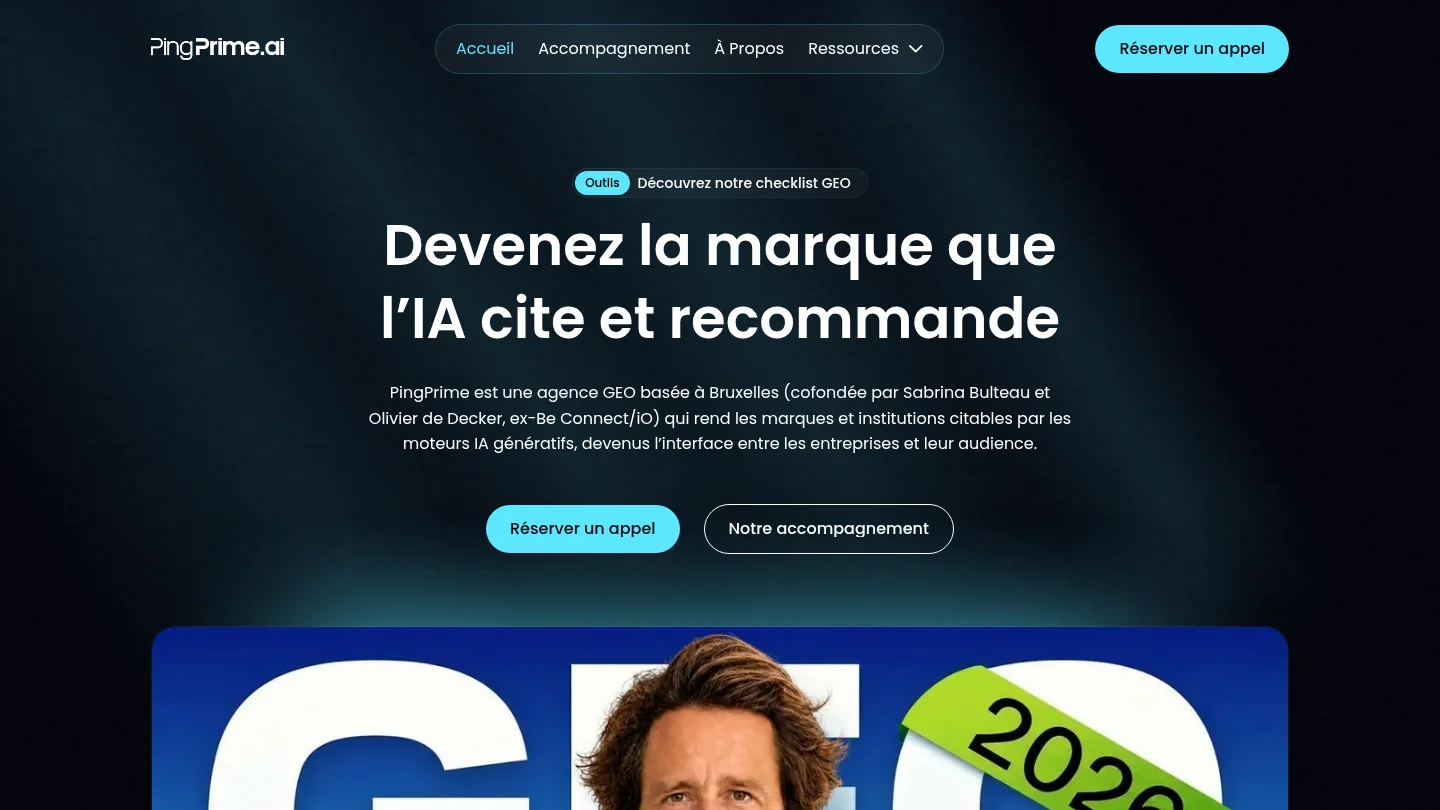 Capture de la page d’accueil de Ping Prime