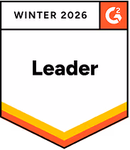 G2 Winter 2026 Leader badge with red and yellow angled stripes at the bottom.