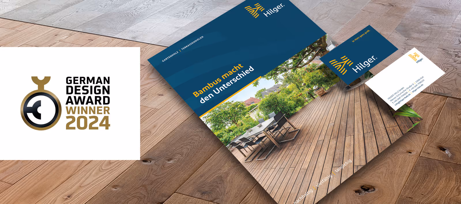 Auszeichnung von Hilger Holz mit dem German Design Award 2024 für exzellente Corporate Identity