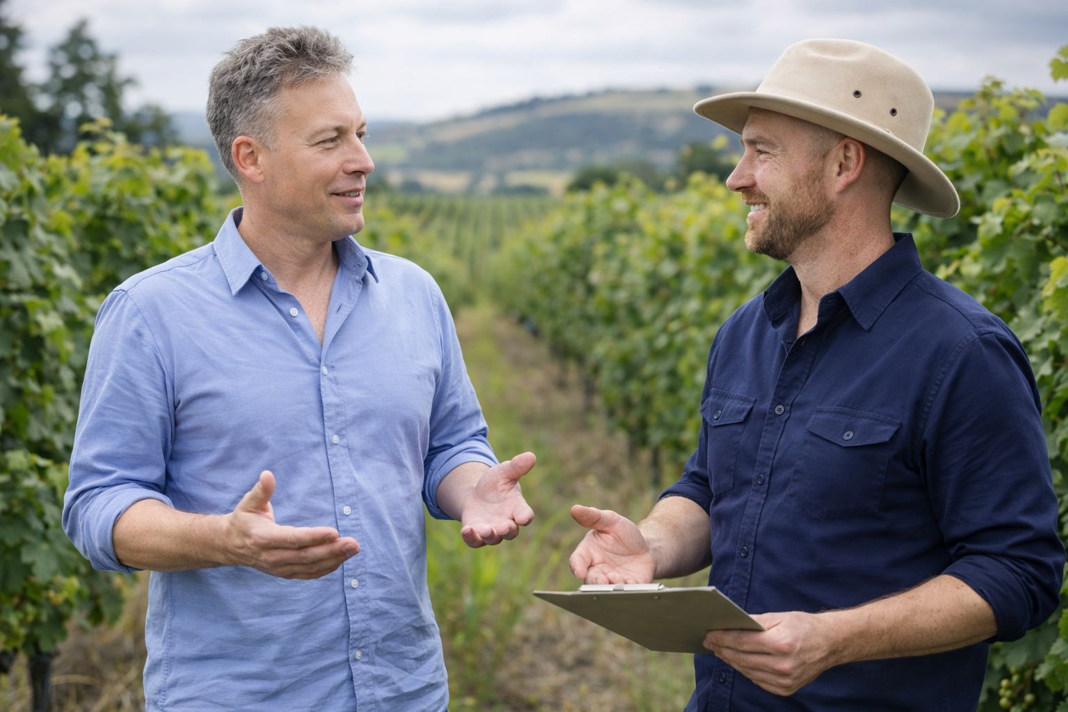 CEO Simon talking to a client