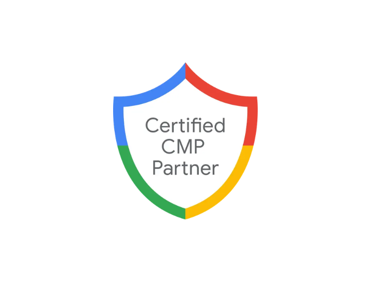 Shield emblem with four colored sections in blue, red, green, and yellow, enclosing the text Certified CMP Partner.