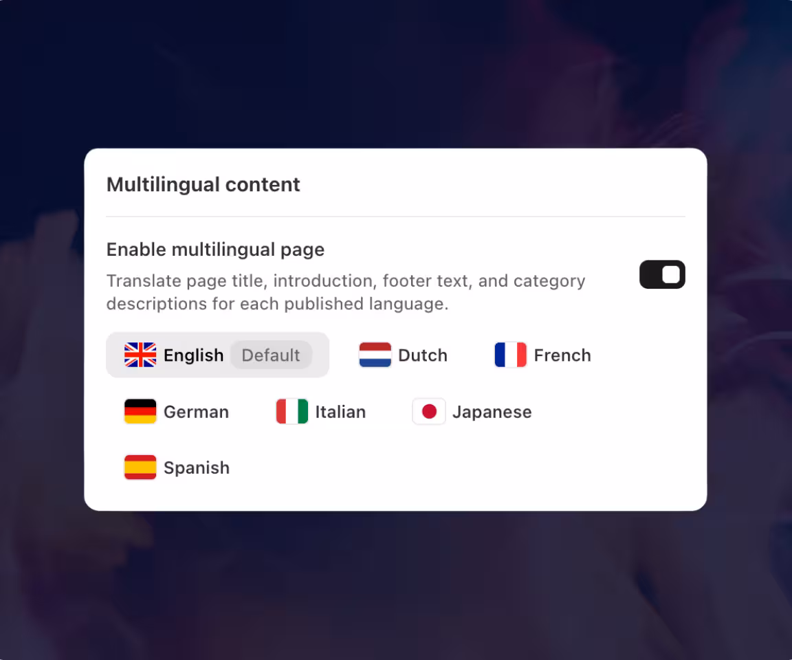 Consentmo Smart Cookie Policy multilingual content settings.