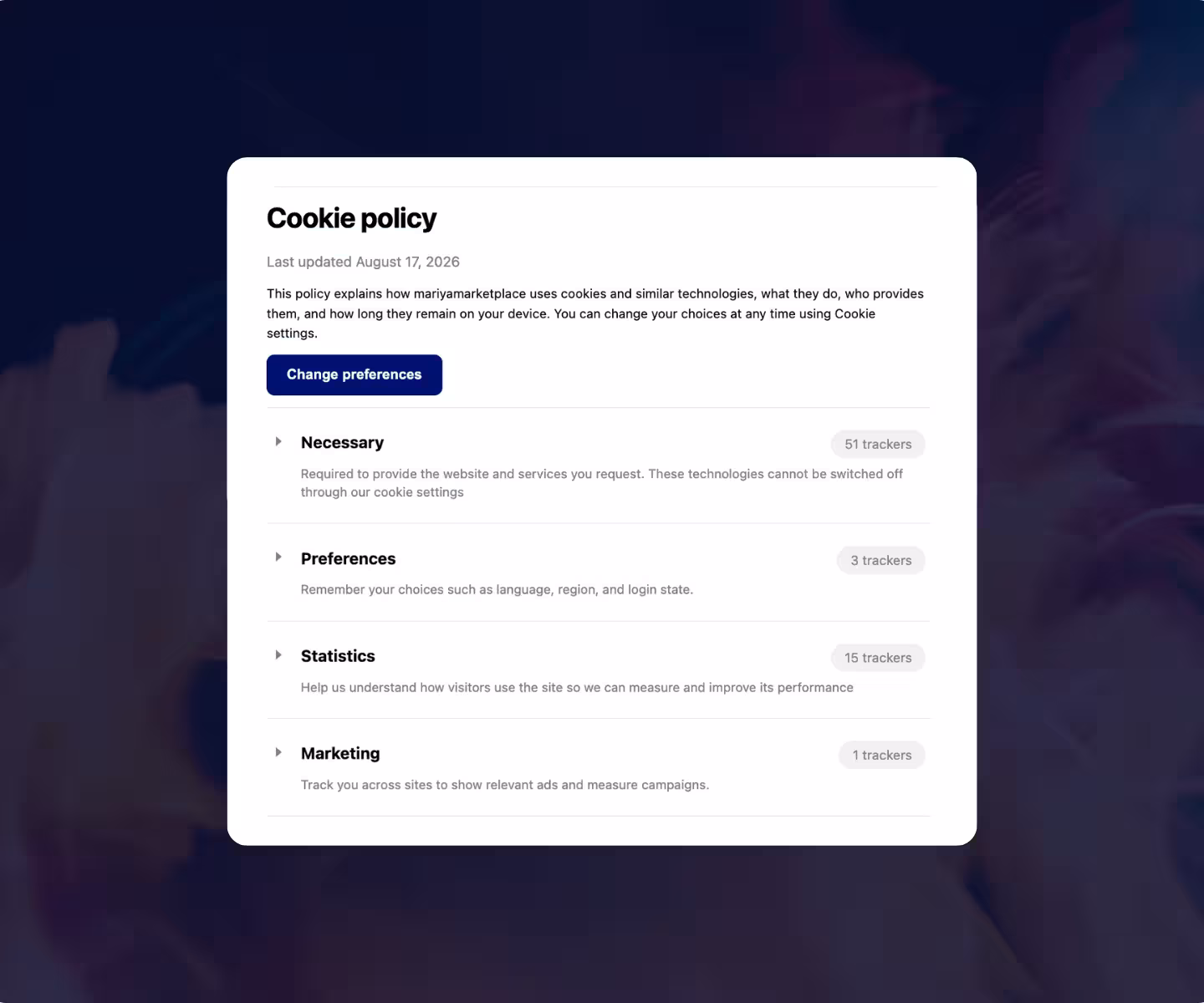 Consentmo Smart Cookie Policy page