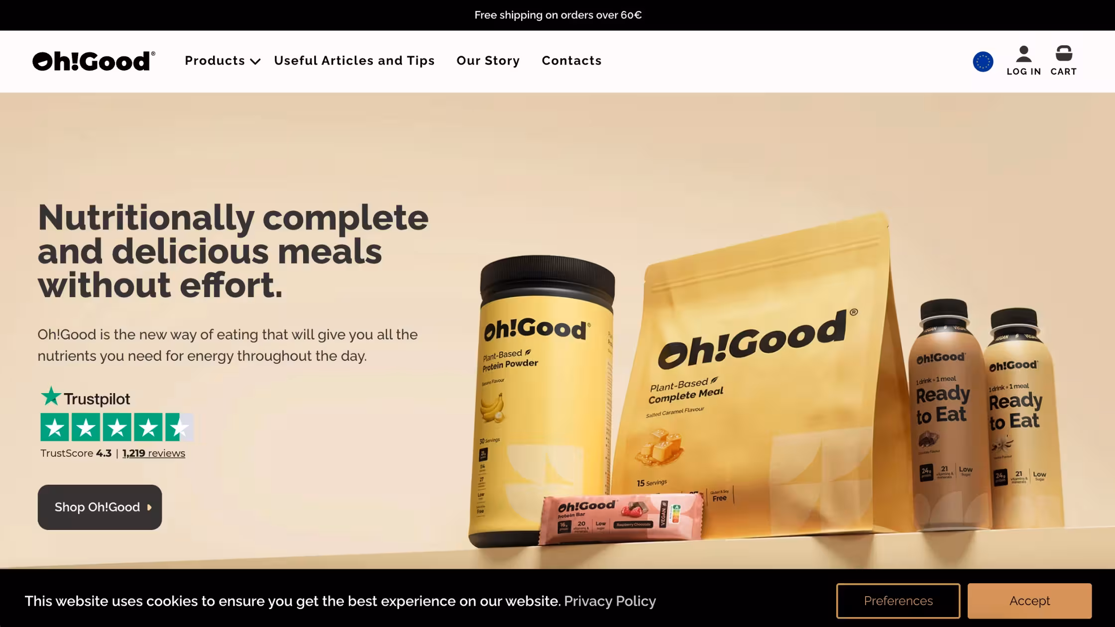 Oh!Good Shopify brand store homepage.