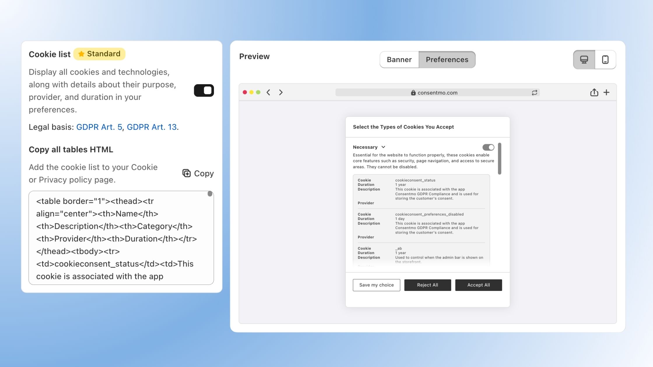 Easier Navigation to Your Cookie List