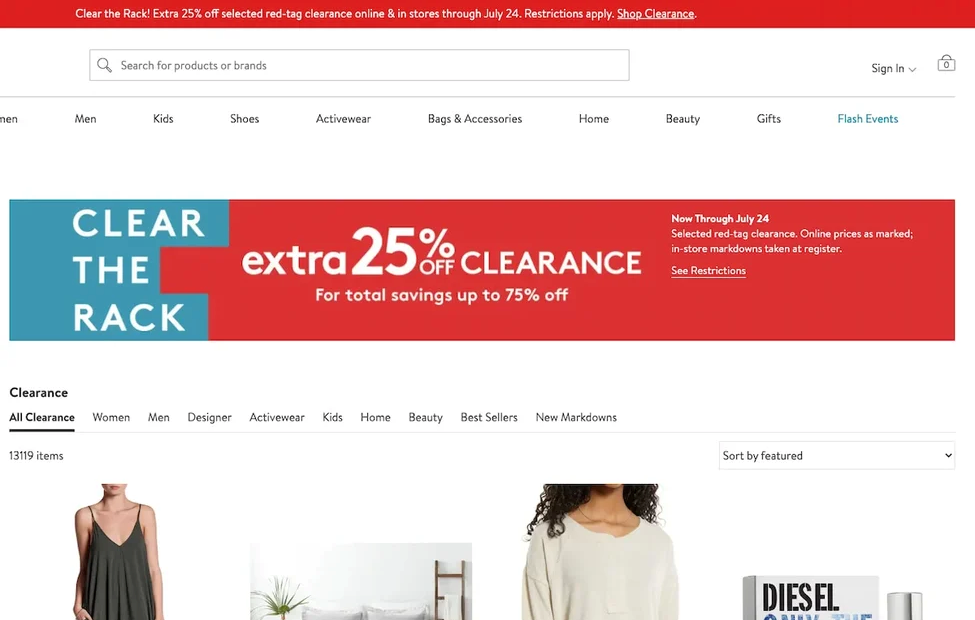 extra discount banner from clothes store